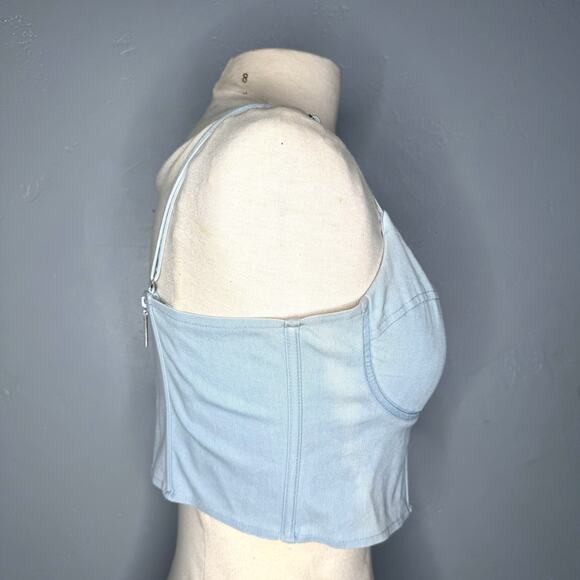 Women’s Light Wash Denim Bustier Top – Size Medium - Picture 2 of 8
